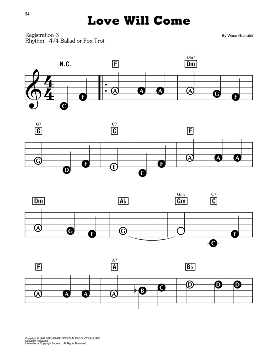 Love Will Come Electronic Keyboard scores gallery preview page 1