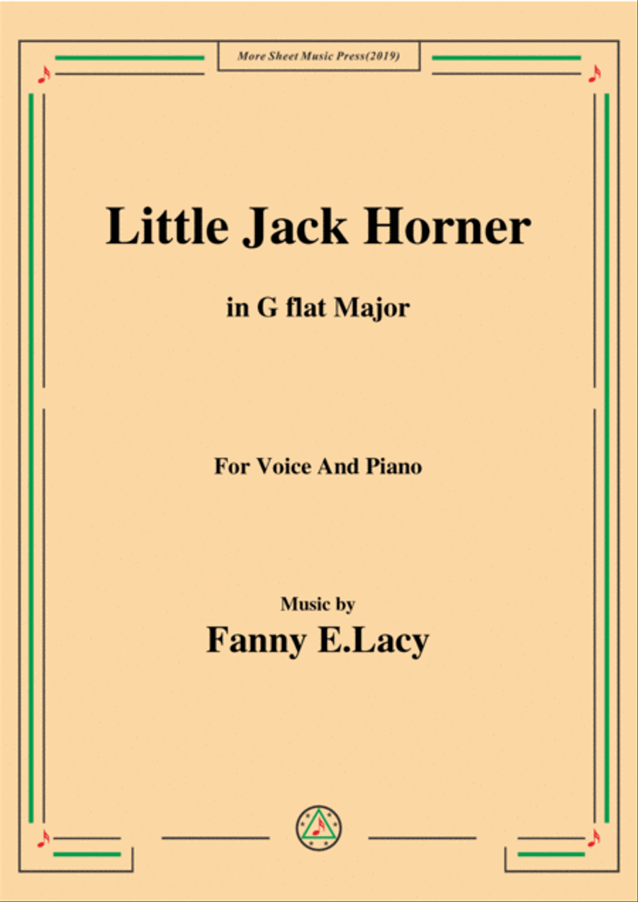 Fanny E.Lacy-Little Jack Horner,in G flat Major,for Voice and Piano Voice Solo scores gallery preview page 1