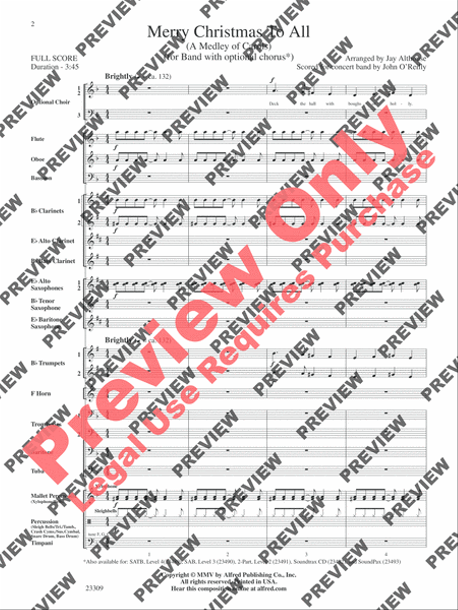 Merry Christmas to All (A Medley of Carols) Concert Band scores gallery preview page 3