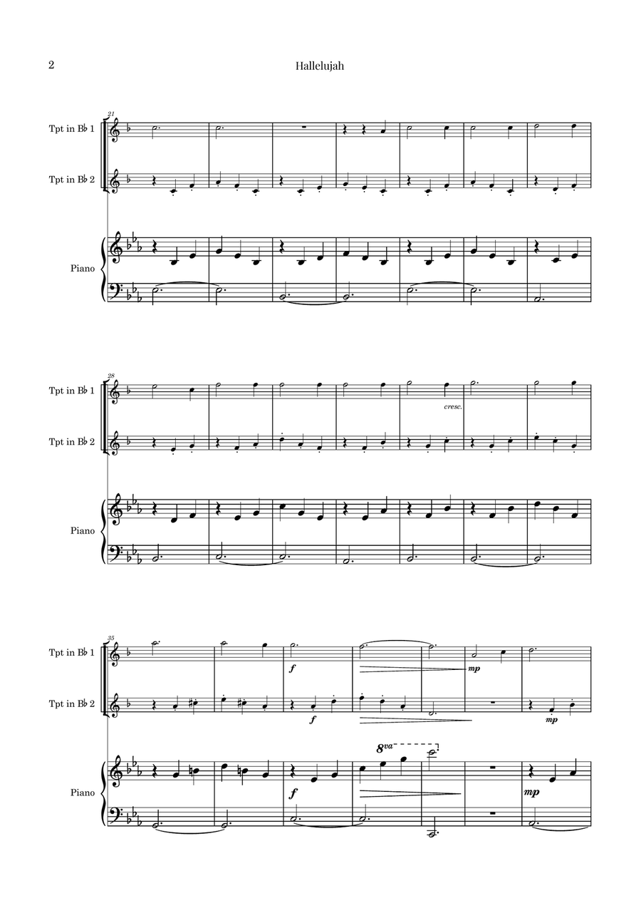 Hallelujah Trumpet Duet scores gallery preview page 2