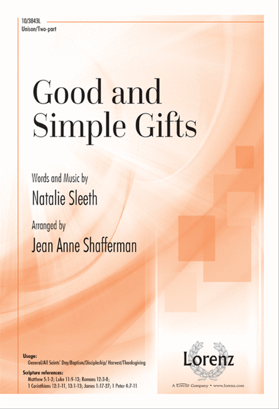 Good and Simple Gifts Unison Choir scores gallery preview page 1