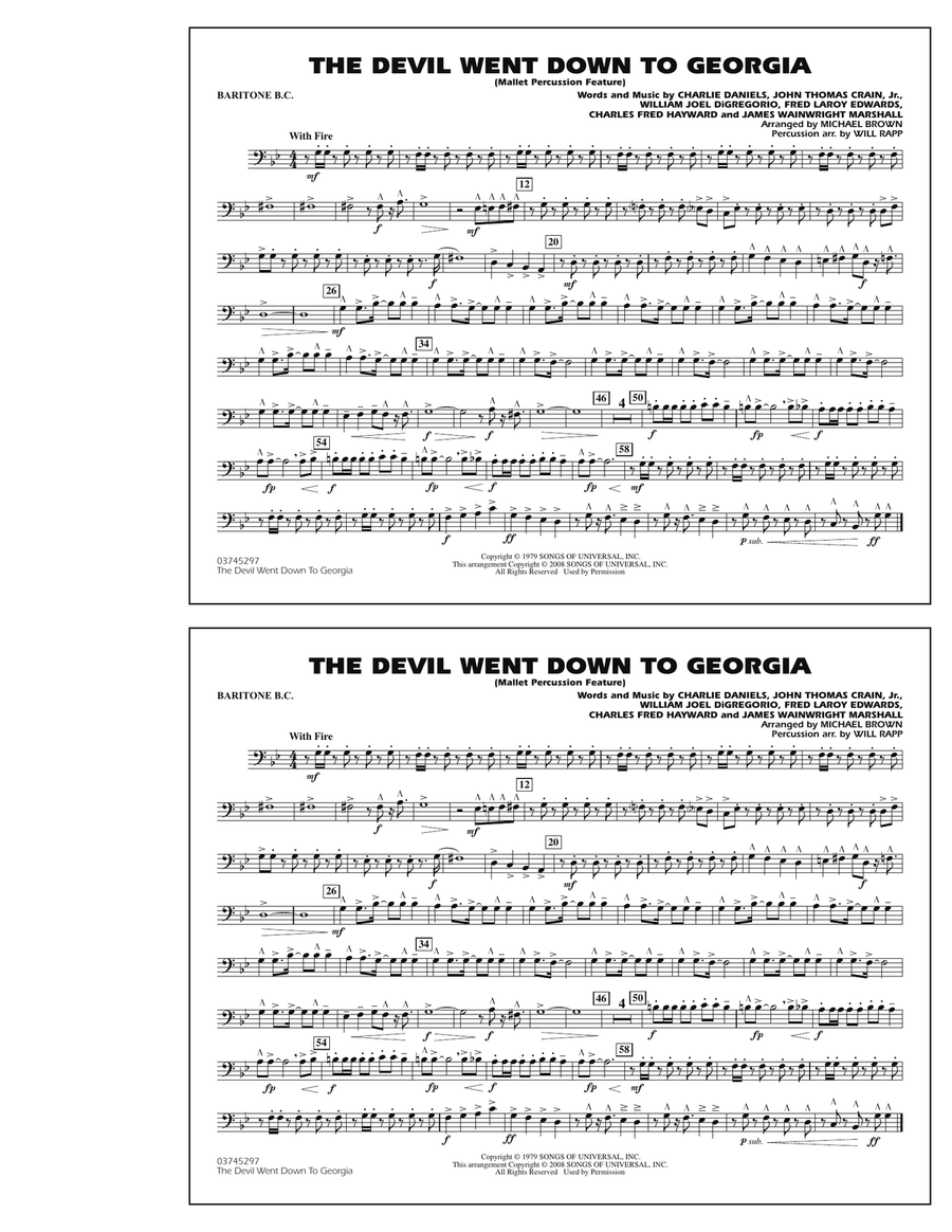 The Devil Went Down to Georgia - Baritone B.C. Marching Band scores gallery preview page 1