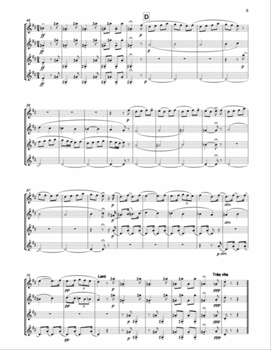 GROVLEZ Three Scenes from the Almanac for horn quartet French Horn Quartet scores gallery preview page 5