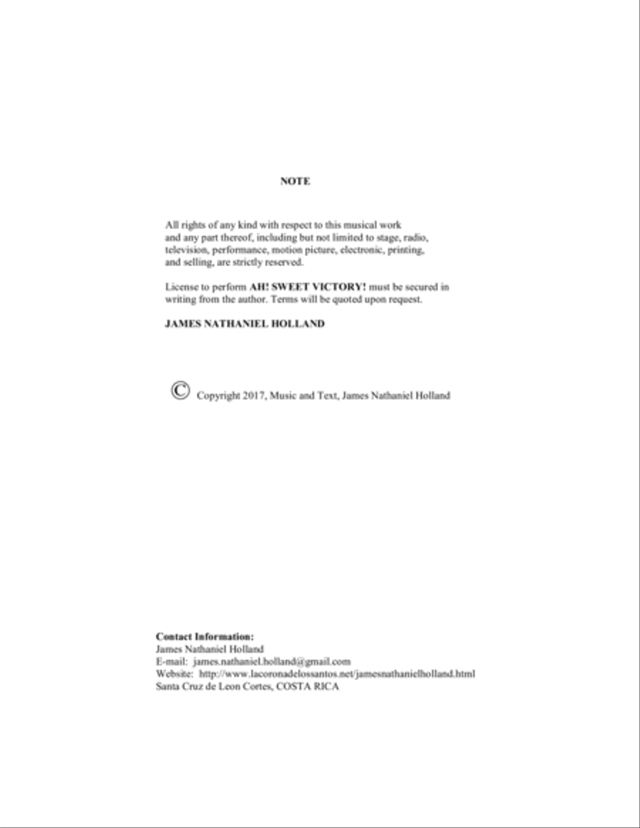 Ah! Sweet Victory Celebration Coronation Anthem for SATB Chorus and Piano 4-Part scores gallery preview page 3