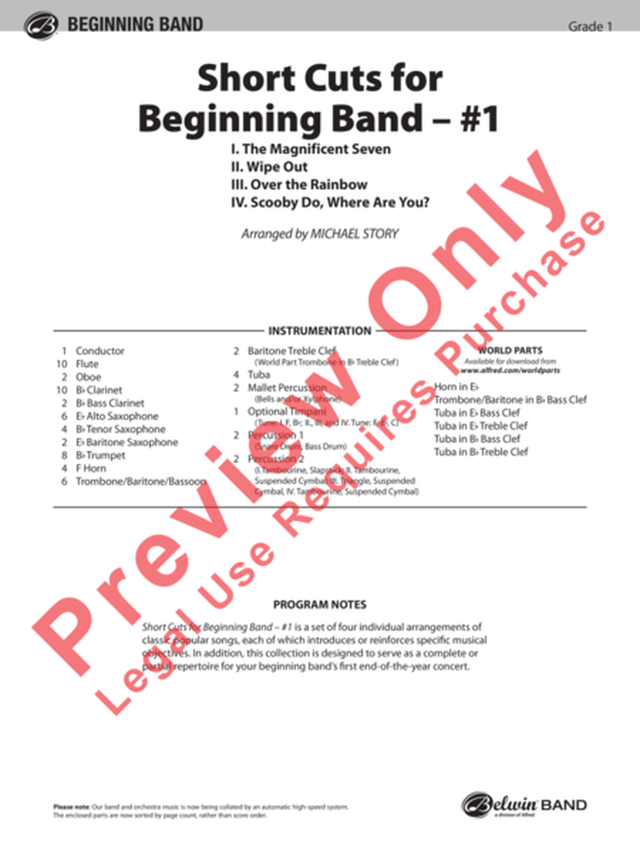Short Cuts for Beginning Band -- #1