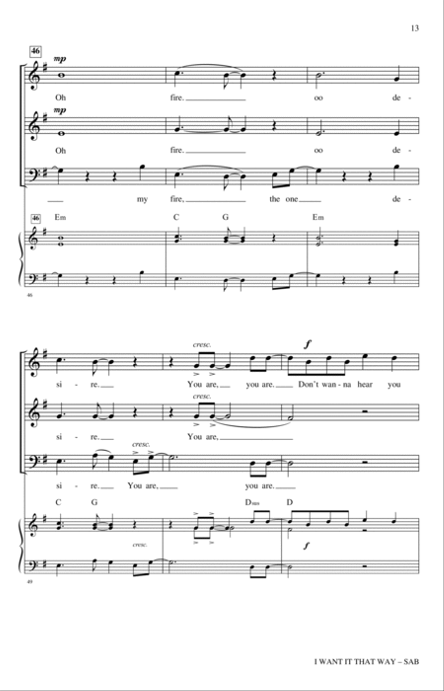 I Want It That Way (arr. Nathan Howe) 3-Part scores gallery preview page 11