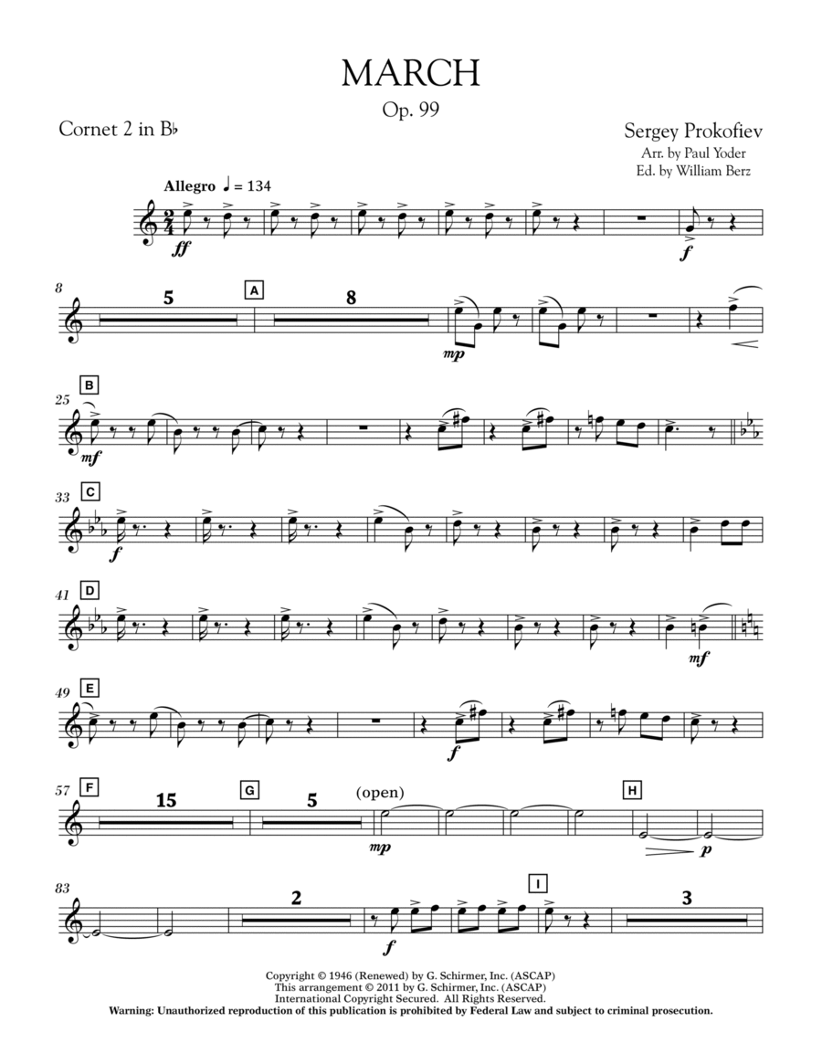 March, Op. 99 - Bb Cornet 2