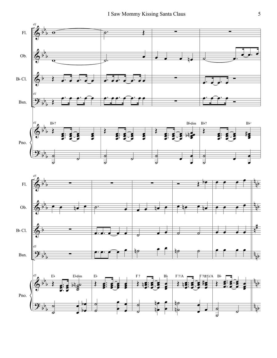 I Saw Mommy Kissing Santa Claus Woodwind Quartet scores gallery preview page 5
