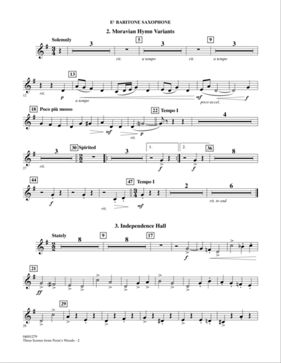 Three Scenes From Penn's Woods - Eb Baritone Saxophone Concert Band scores gallery preview page 2