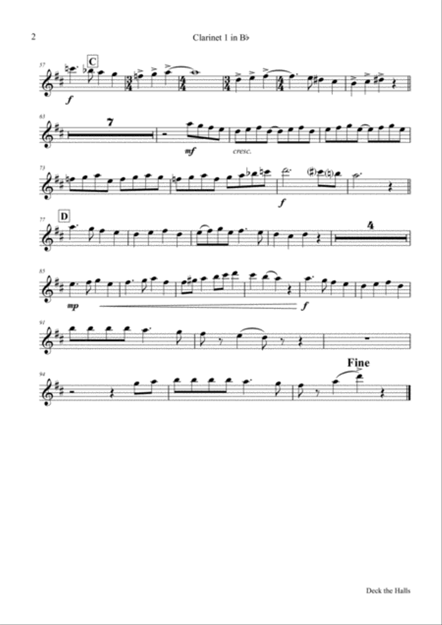 Deck the halls - Christmas Carol - Polyphonic - Clarinet Quintet Clarinet Quintet scores gallery preview page 6