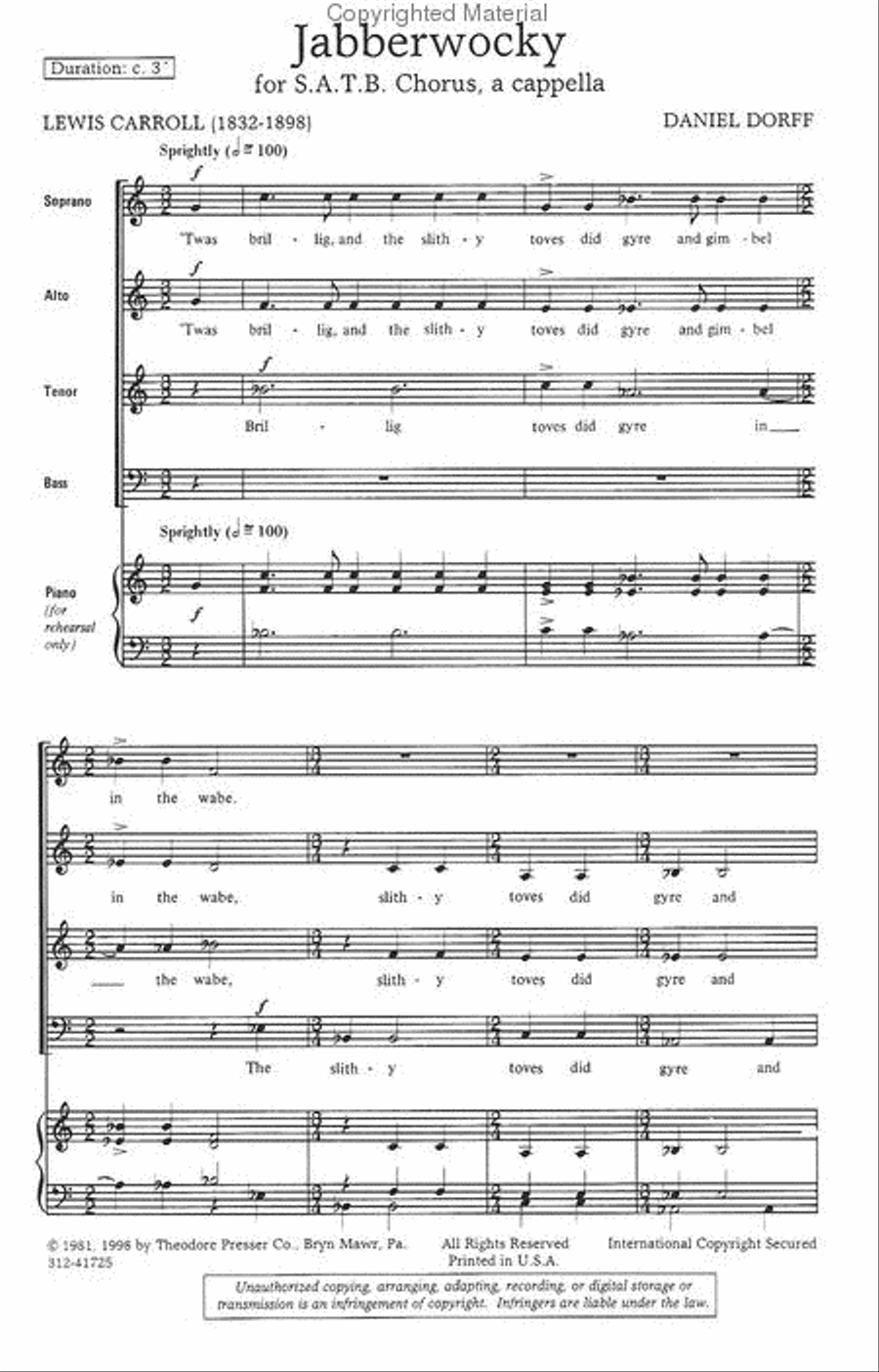 Jabberwocky 4-Part scores gallery preview page 2