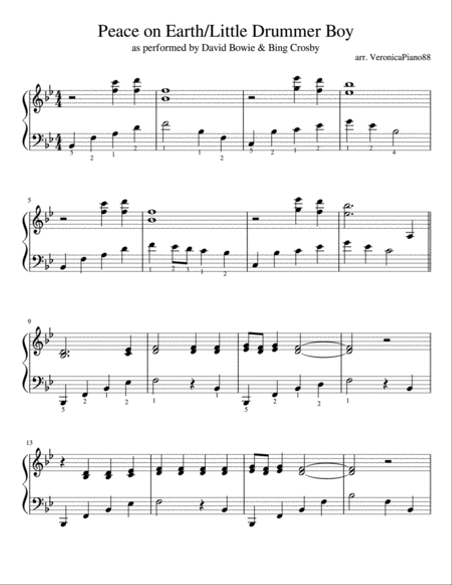 Peace On Earth Piano Solo scores gallery preview page 1
