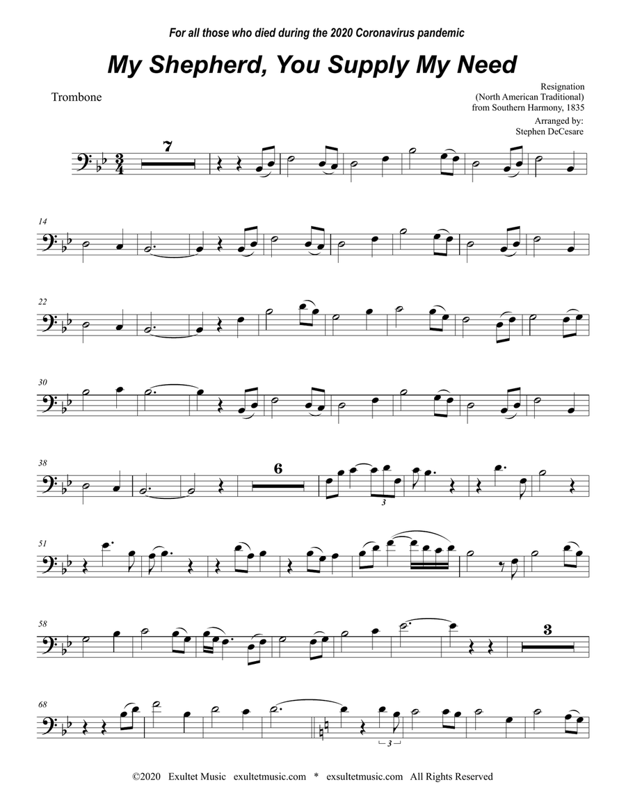 My Shepherd, You Supply My Need (for Trombone solo and Piano) Piano scores gallery preview page 5