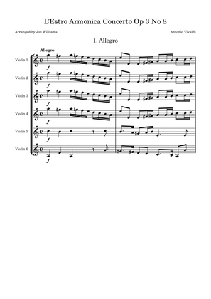 L'Estro Armonico, Concerto Op 3 No 8 in A Minor for 2 Violins.