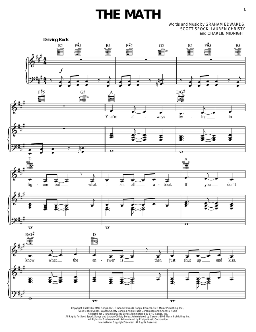 The Math Piano, Vocal, Guitar scores gallery preview page 1