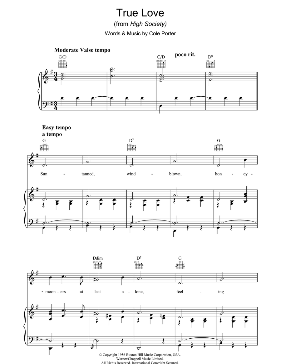 True Love (from High Society) Guitar scores gallery preview page 1