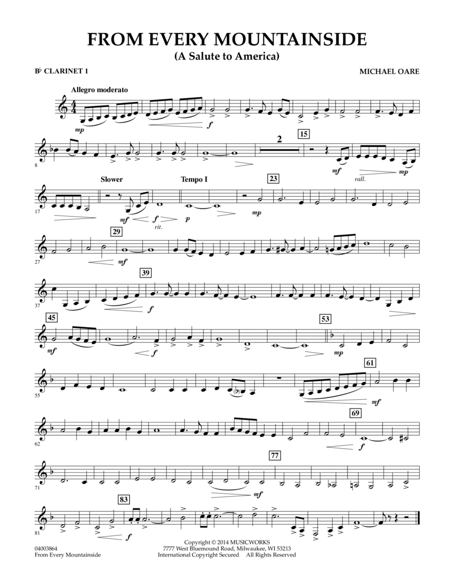 From Every Mountainside (A Salute to America) - Bb Clarinet 1 Concert Band scores gallery preview page 1