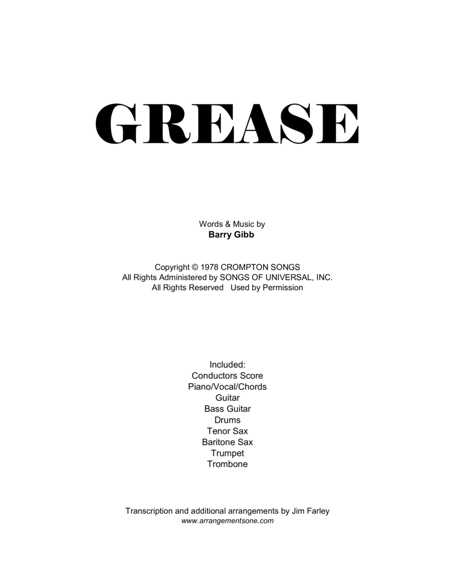Grease Tenor Saxophone scores gallery preview page 1