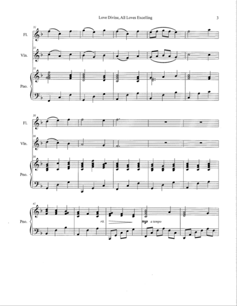 Love Divine, All Loves Excelling (with Jesus Loves Me) Flute scores gallery preview page 3