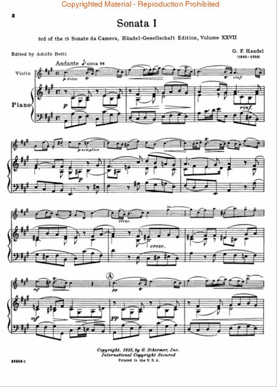 Six Sonatas - Piano / Violin Violin Solo scores gallery preview page 3