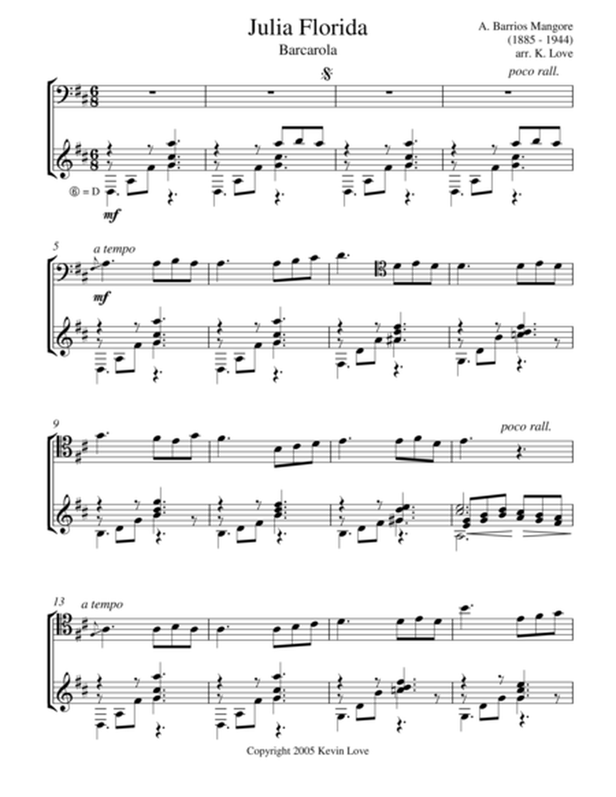 Julia Florida - Barcarola (Cello and Guitar) - Score and Parts image number null