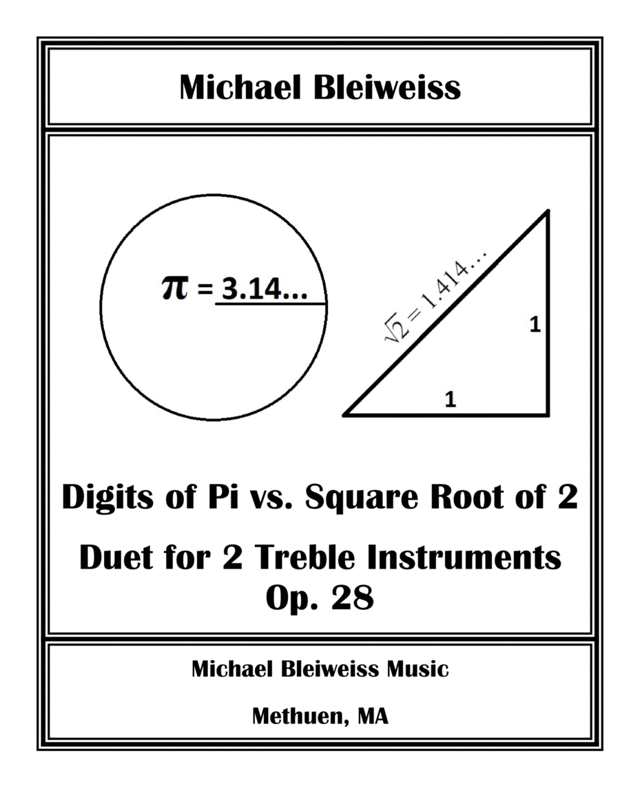Digits of Pi vs. Square Root of 2 for Two Treble Instruments C Instrument scores gallery preview page 1