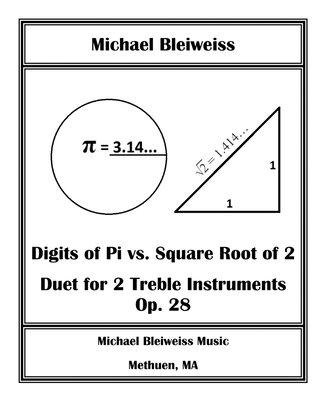 Digits of Pi vs. Square Root of 2 for Two Treble Instruments