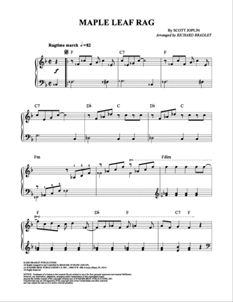 Maple Leaf Rag Easy Piano scores gallery preview page 1