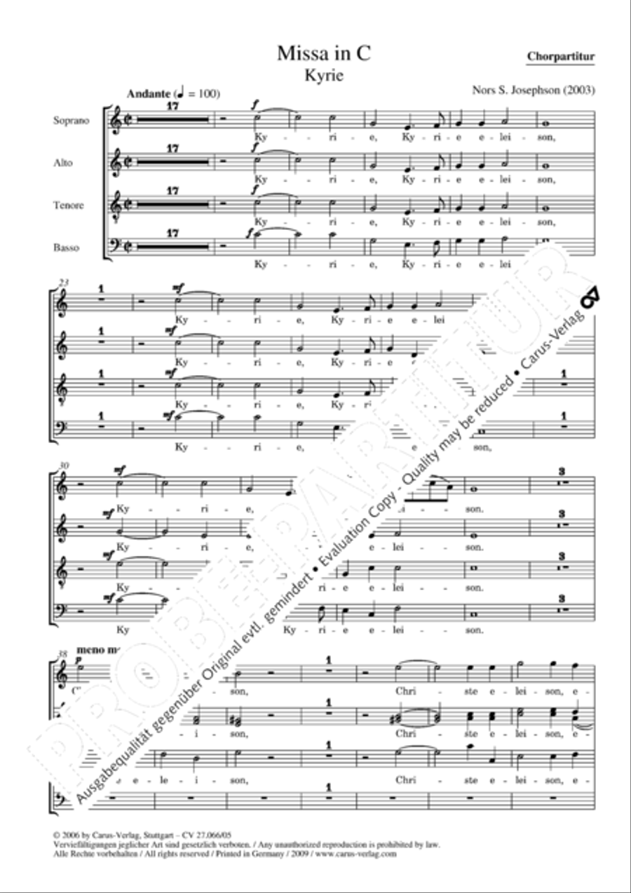 Mass in C major (Messe in C) 4-Part scores gallery preview page 3