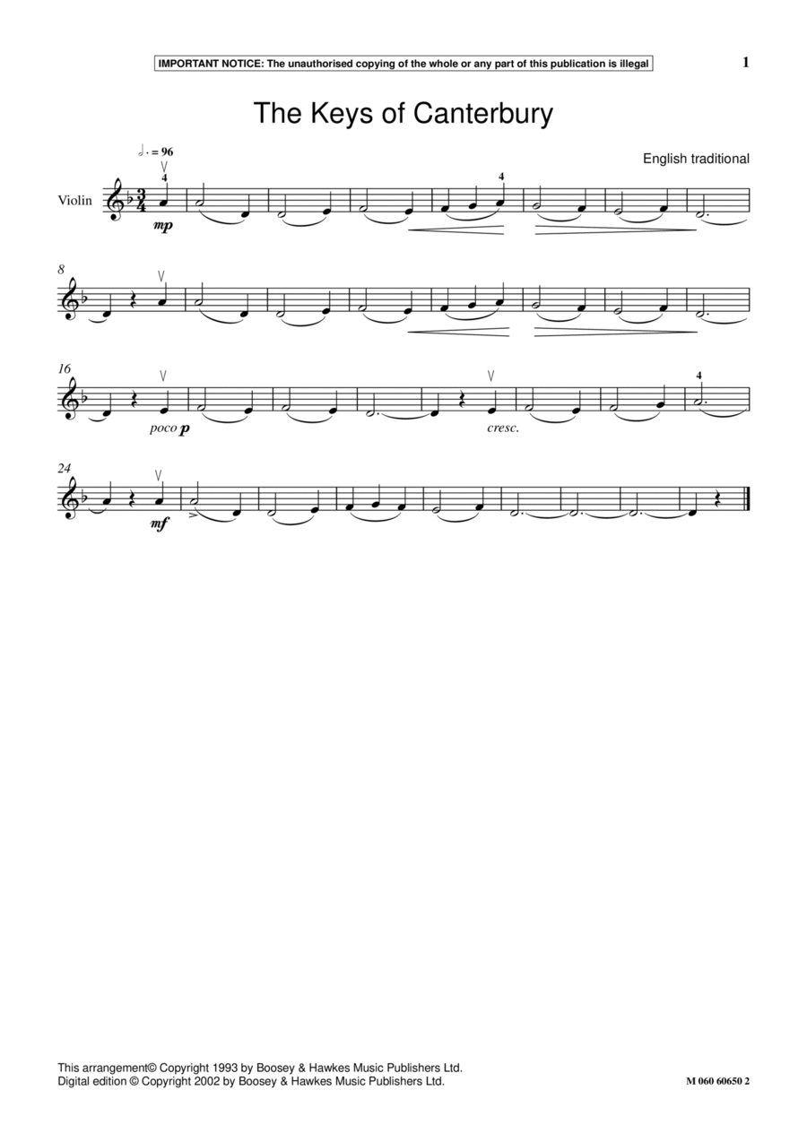 The Keys Of Canterbury The Keys Of Canterbury School and Community scores gallery preview page 1