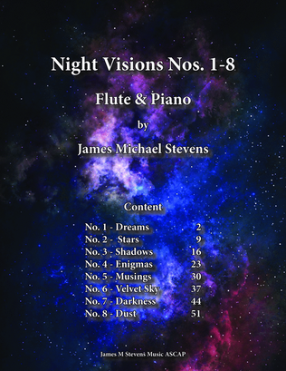 Book cover for Night Visions Nos. 1-8 - Flute & Piano Book