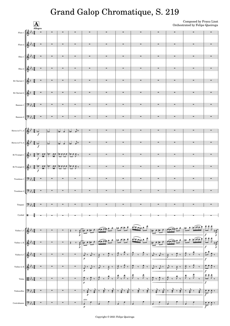 Grand Galop Chromatique, S. 219 - Score Only Full Orchestra scores gallery preview page 1