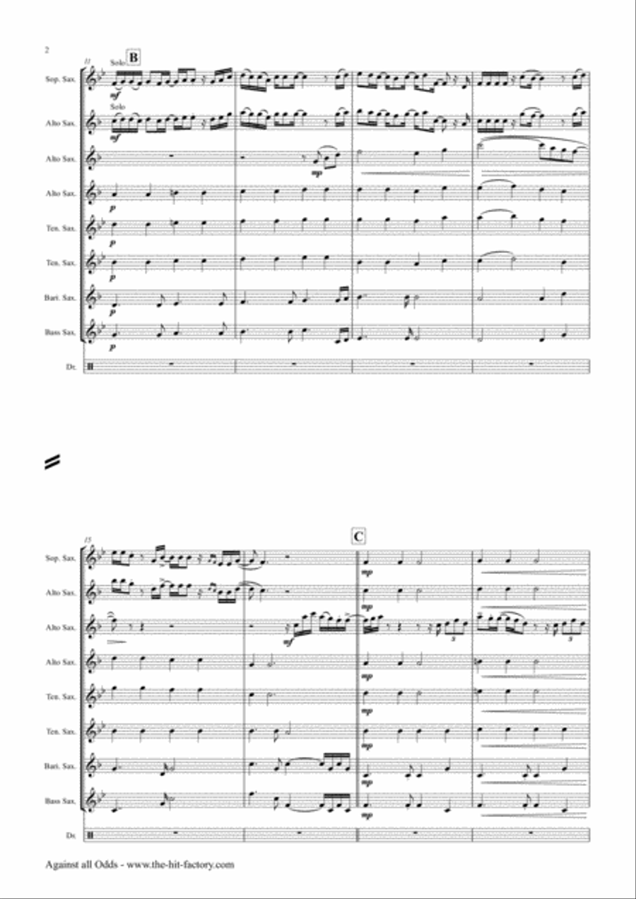 Against All Odds (take A Look At Me Now) Saxophone Quintet scores gallery preview page 2