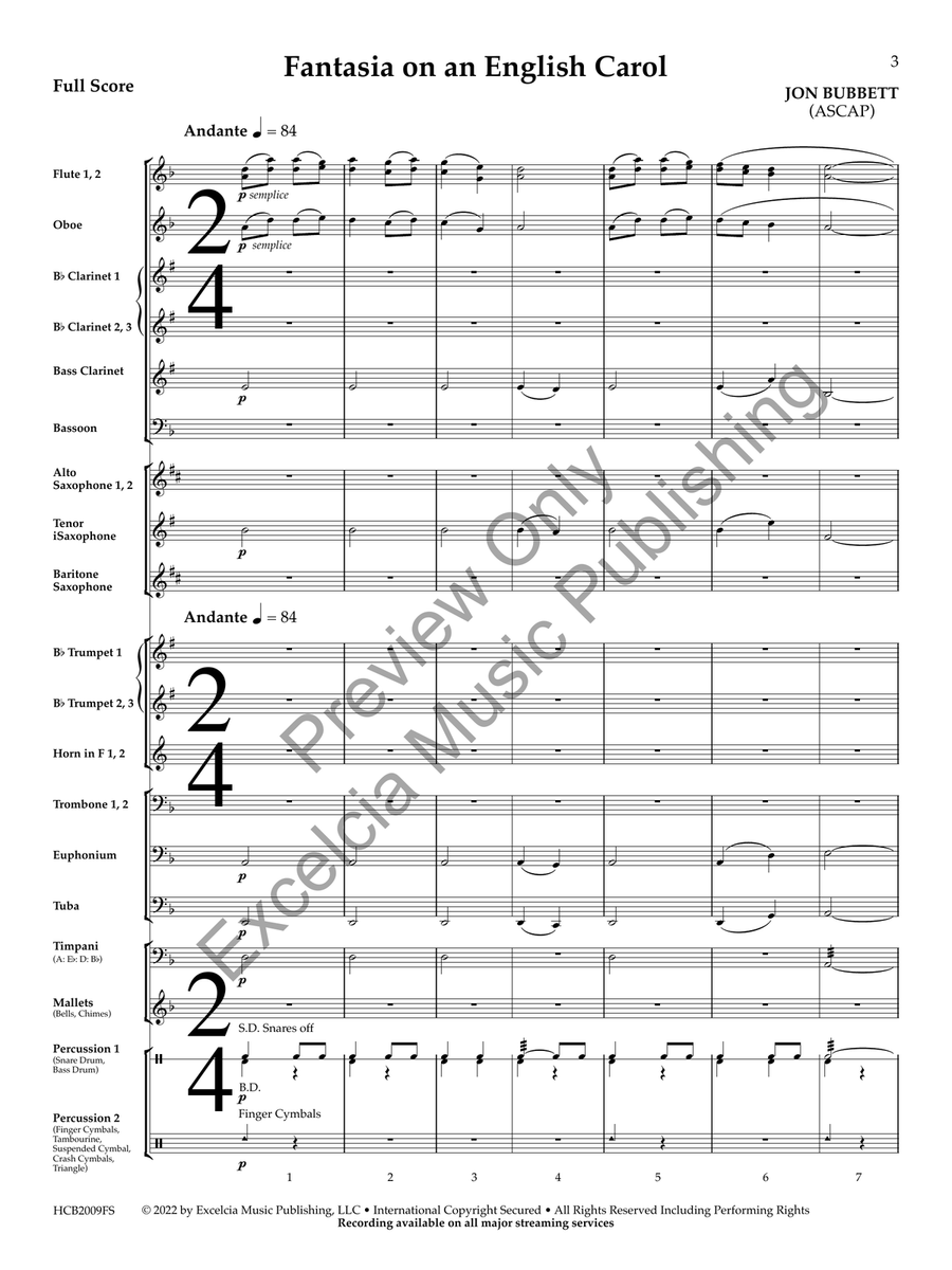 Fantasia on an English Carol (Score) Concert Band scores gallery preview page 4