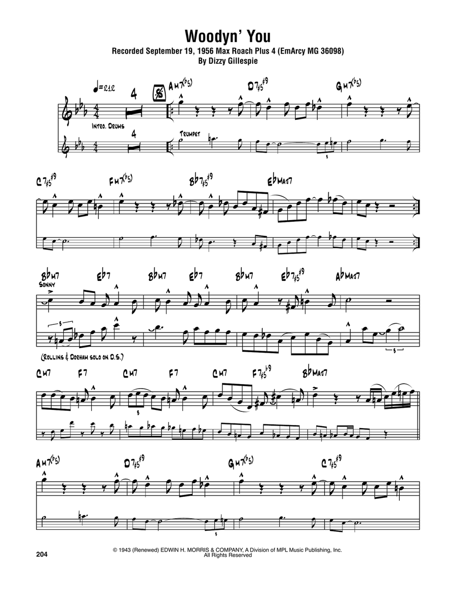 Woodyn' You Tenor Saxophone scores gallery preview page 1