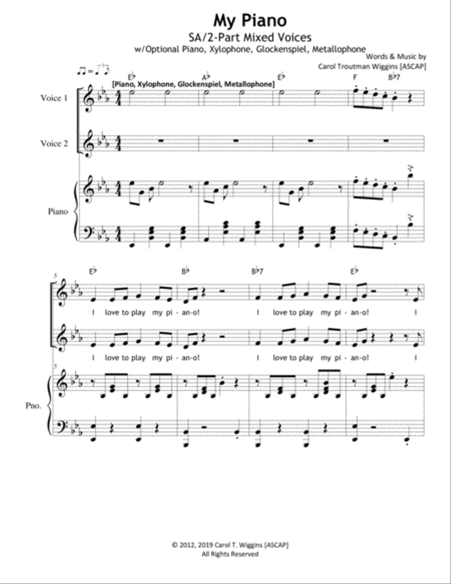 My Piano (2-Part) SA scores gallery preview page 1