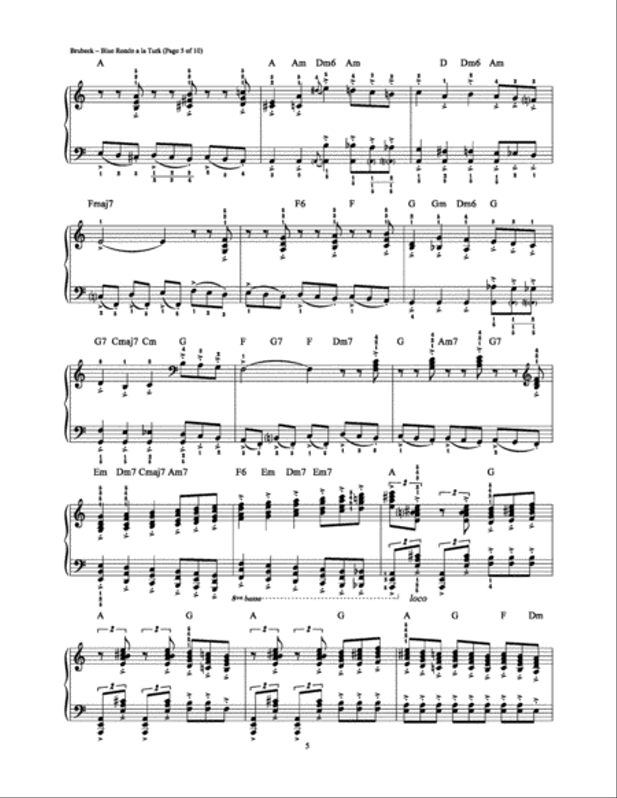 Blue Rondo a la Turk Piano Solo scores gallery preview page 5