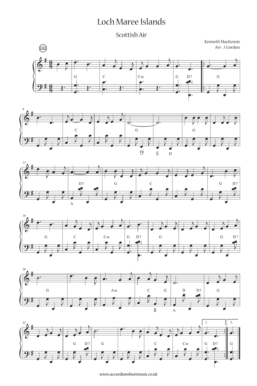 Loch Maree Islands Accordion scores gallery preview page 1