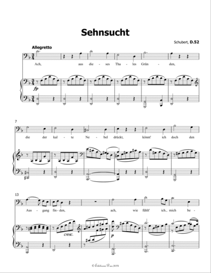 Sehnsucht, by Schubert, D.52, in F Major Voice scores gallery preview page 3