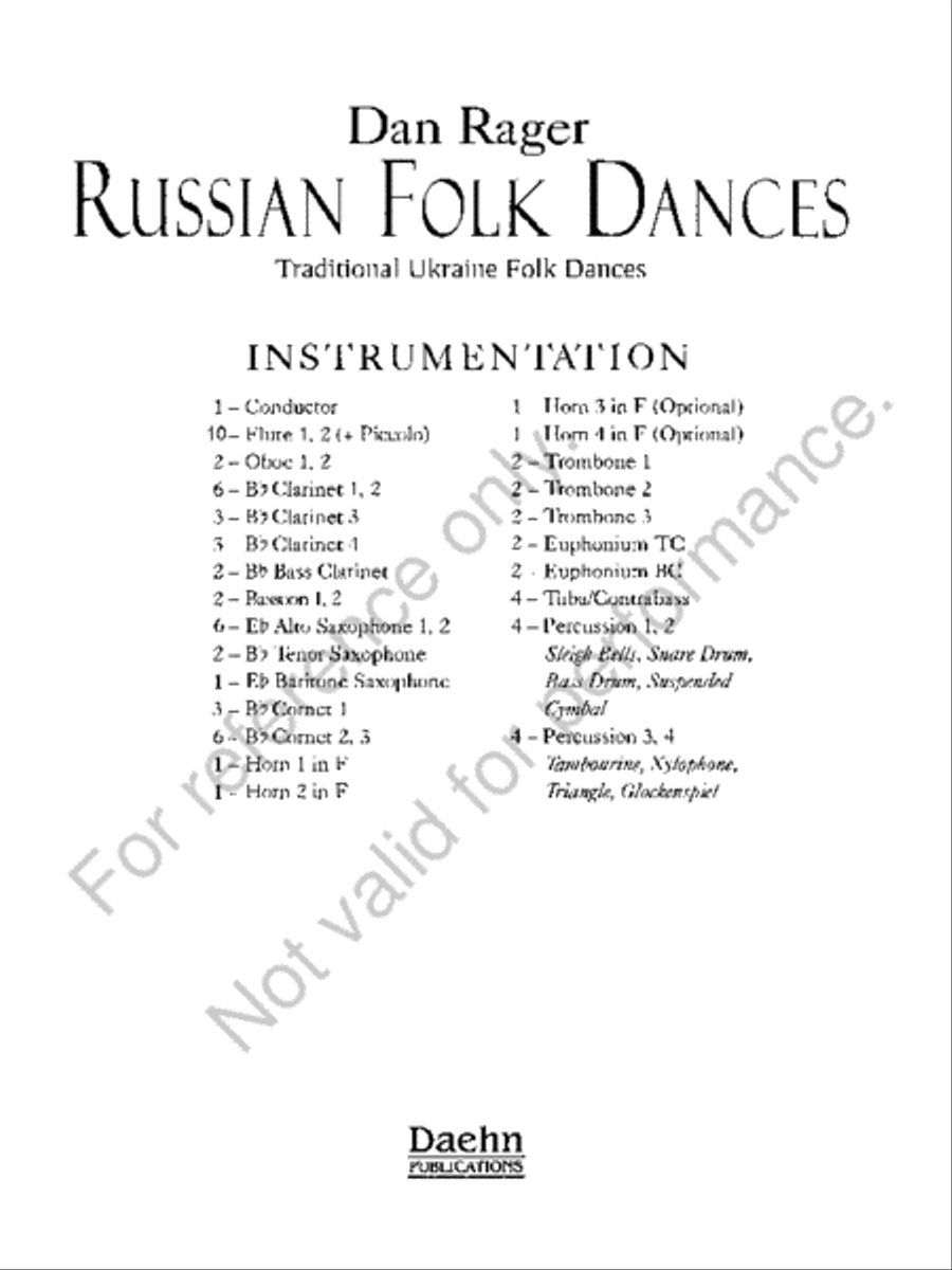 Russian Folk Dances Russian Folk Dances Concert Band scores gallery preview page 2