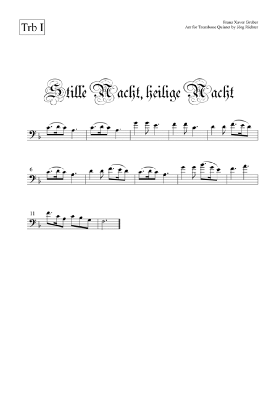 Stille Nacht, heilige Nacht (Silent Night) for Trombone Quintet Brass Quintet scores gallery preview page 3