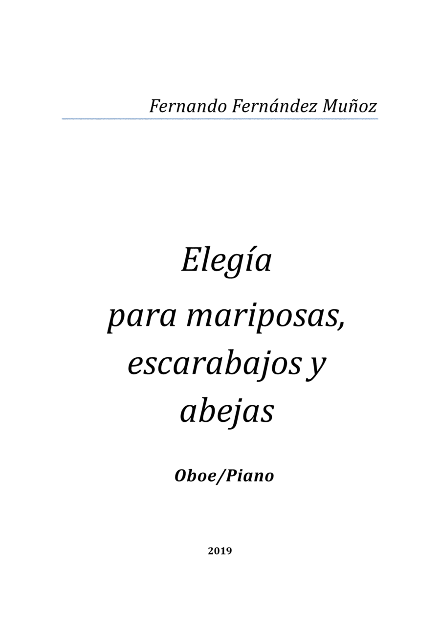 Elegía para mariposas, escarabajos y abejas Piano scores gallery preview page 1