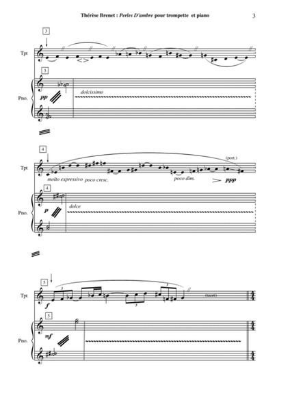 Thérèse Brenet - Perles d'Ambre for trumpet (in Bb or C) and piano