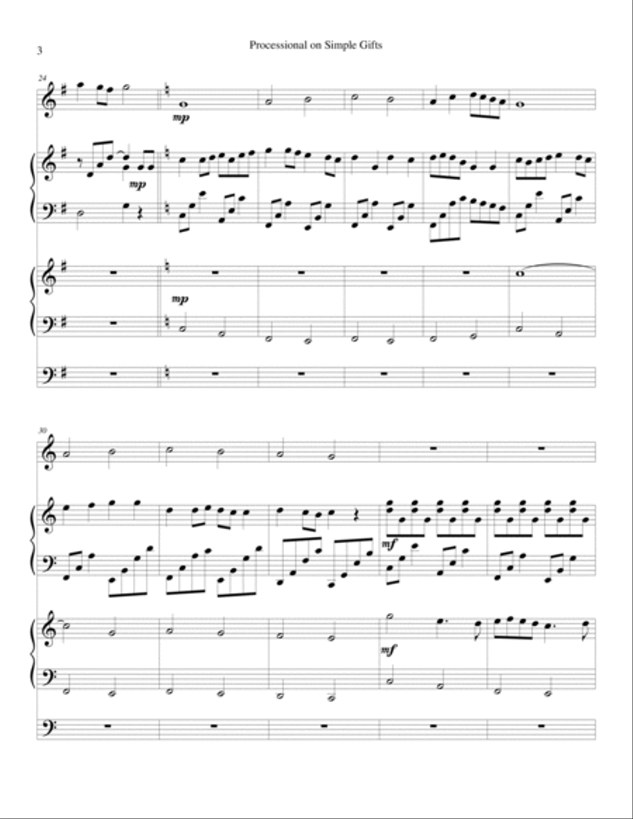 Processional on 'Simple Gifts' Woodwind Duet scores gallery preview page 3
