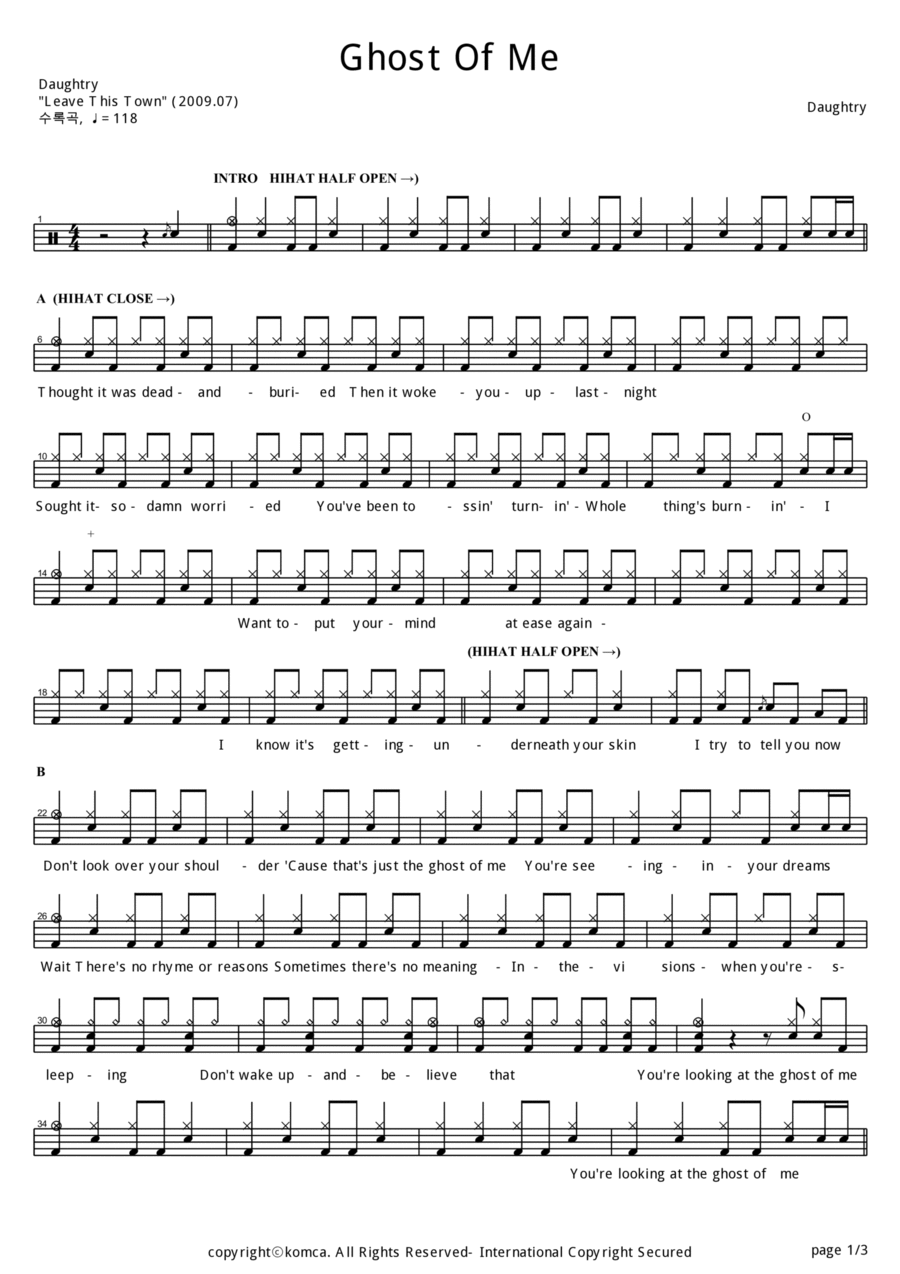 Ghost Of Me Ghost Of Me Drum Set scores gallery preview page 1