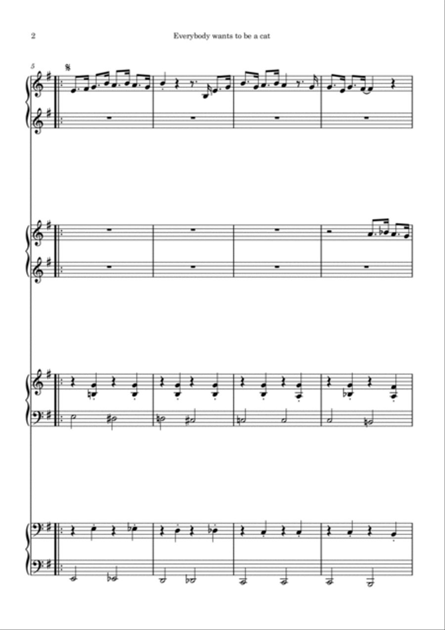 Ev'rybody Wants To Be A Cat Piano Duet scores gallery preview page 2