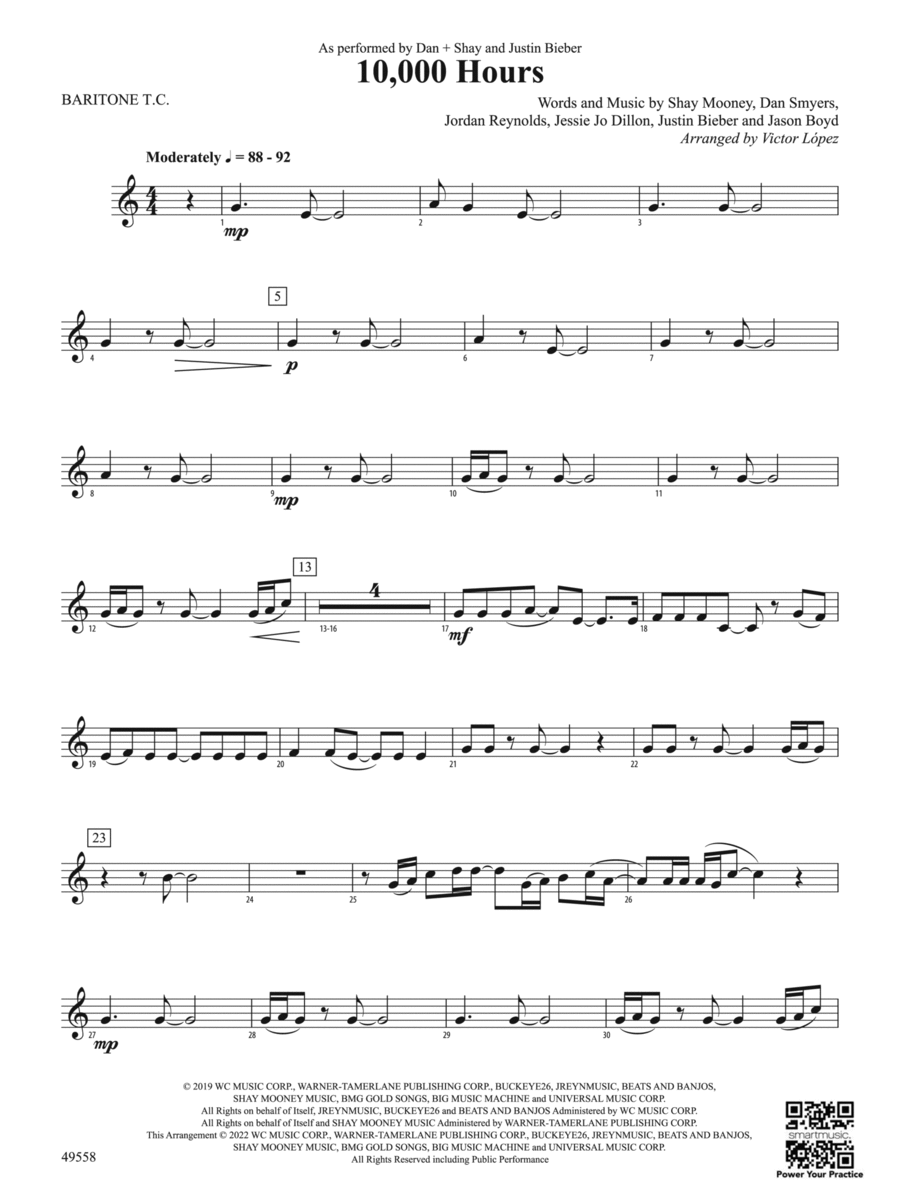 10,000 Hours: Baritone T.C. Concert Band scores gallery preview page 1