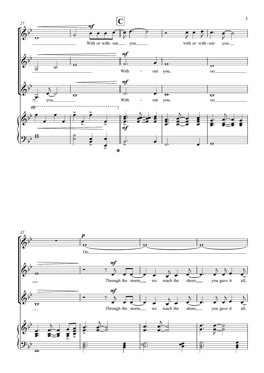 With Or Without You SSA scores gallery preview page 3
