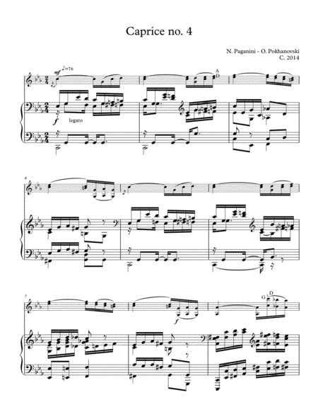 Paganini-Pokhanovski 24 Caprices: #4 for violin and piano image number null