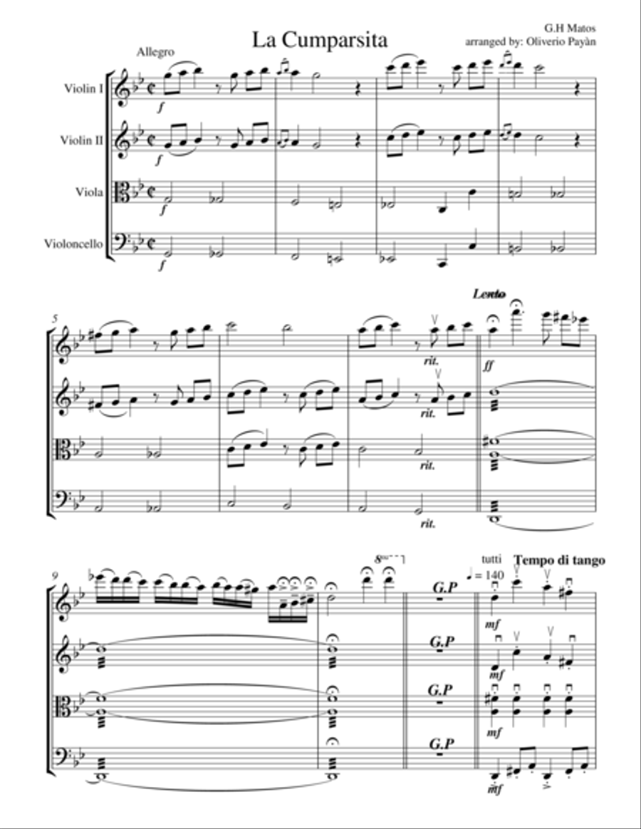 La Cumparcita String Quartet scores gallery preview page 1